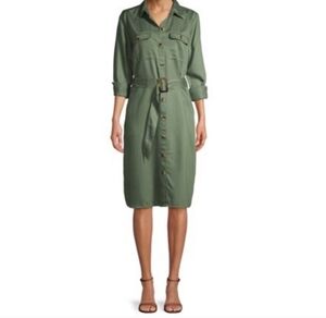 Time and Tru Olive Green UTILIY Shirt Dress